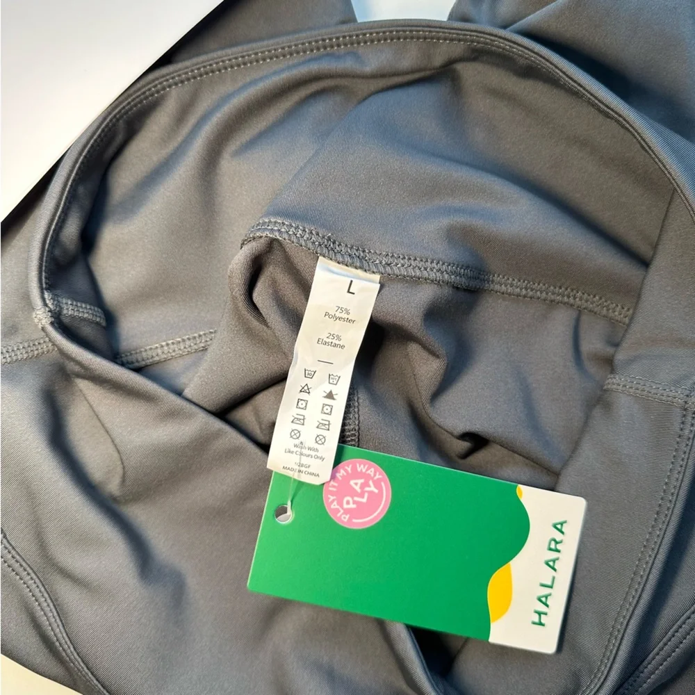 HALARA High Waisted Side Pocket Plain Biker Shorts 7'' in Dark Jade Grey - Picture 6 of 7